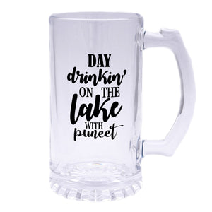 Personalised Beer Mug Day Drinking On The Lake With Text