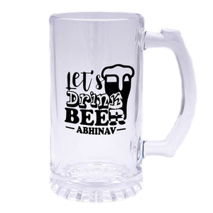 Personalised Beer Mug With Let's Drink Beer Mug Text