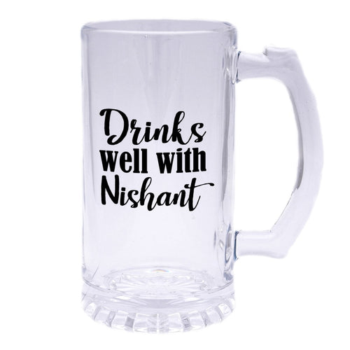 Personalised Beer Mug Drinks Well With Text