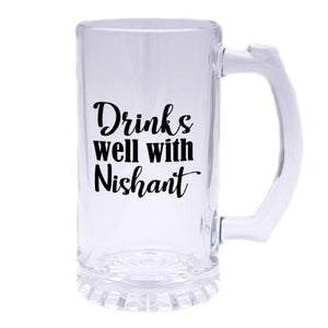Personalised Beer Mug Drinks Well With Text