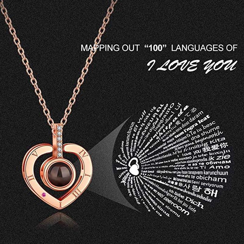 YouBella 18k Rose Gold Plated I Love You in 100 Languages Heart Necklace  Jewellery for Women