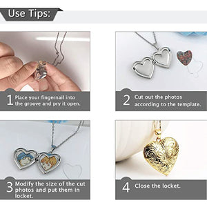 Rusting noway Fading Heart Photo Memory Locket Pendant, a Valentine's Day Gift for Women and Girls
