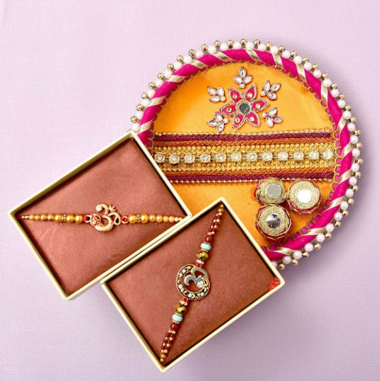 Om Rakhi With Pooja Thali