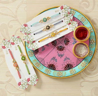 Kundan Rakhi with Marble Puja Thali