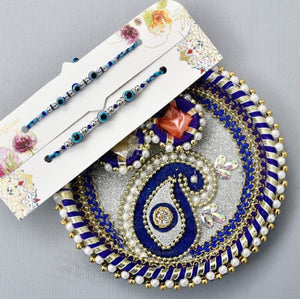 Evil Eye Blue Gota Work Puja Thali