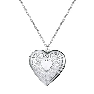 Stainless Steel and Silver Plated Heart Photo Locket Pendant for Men and Women