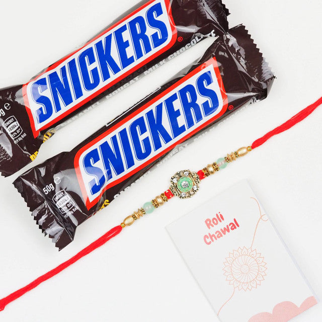 Beautiful Rakhi & Snickers Chocolates -For UAE