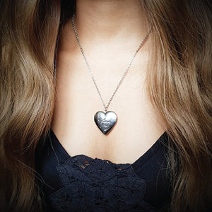 White Gold Plated Openable Heart Memory Photo Locket Pendant for Women and Girls