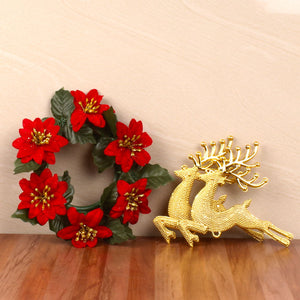 DECOR CONTAINING FLORAL WREATH AND REINDEER