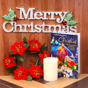 XMAS FLORAL WREATH AND CARD WITH CANDLE