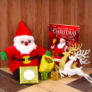 SANTA CLAUS WITH REINDEER AND CARD