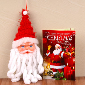 SANTA CLAUS FACE WITH CHRISTMAS GREETING CARD